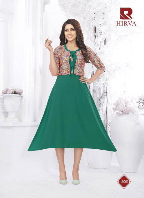 Raashi Hirva Designer Fancy Ethnic Wear Crepe Silk Anarkali Kurti Collection